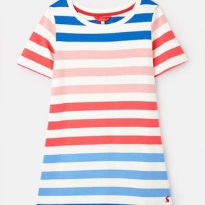 Joules Striped T Shirt Dress Red Blue
